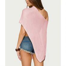 Women Sheer Mesh Poncho Top Crochet Knit Lightweight See Through Shawl Wrap Summer Oversized Loose Shrug Beachwear Swimsuit Bikini Cover Ups - 粉色 - 查看 7