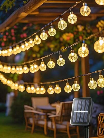 20/50 luces solares LED, luces de cristal solares para exteriores, bolas de luz LED de cristal solar, 8 modos de iluminación, bolas de iluminación decorativa solar, luces de hadas para exteriores, luz blanca cálida/de colores, adecuadas para patio, jardín, celebración de vacaciones, decoración, jardín, árboles, patio, fiesta, hotel, restaurante, evento, césped, camino, árboles, boda, cumpleaños, carpa, camping, balcón, valla y talla grande