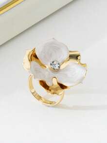 1 chiếc nhẫn hoa hai lớp tráng men dễ thương, tươi mát và ngọt ngào mùa hè, thích hợp cho hẹn hò, tiệc tùng, làm quà tặng hoặc đeo hàng ngày. - trắng - Xem 2