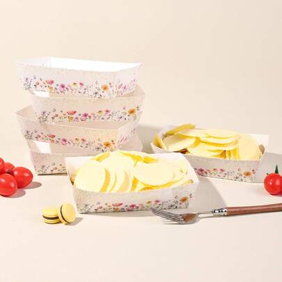 10 قطعة / 20 قطعة / 50 قطعة صناديق ورقية للقلي مستهلكة بنمط الزهور والنجوم الربيعية، صواني طعام، صناديق فشار ورقية، مناسبة لحفلات عيد الميلاد، حفلات استقبال المواليد، حفلات الزفاف، الهدايا، النزهات، التخييم والشواء، زوارق ديكور زهري لمرة واحدة لحفلات عيد الميلاد الربيعية، حفلات استقبال المواليد، حفلات الشاي قبل الزفاف وغيرها