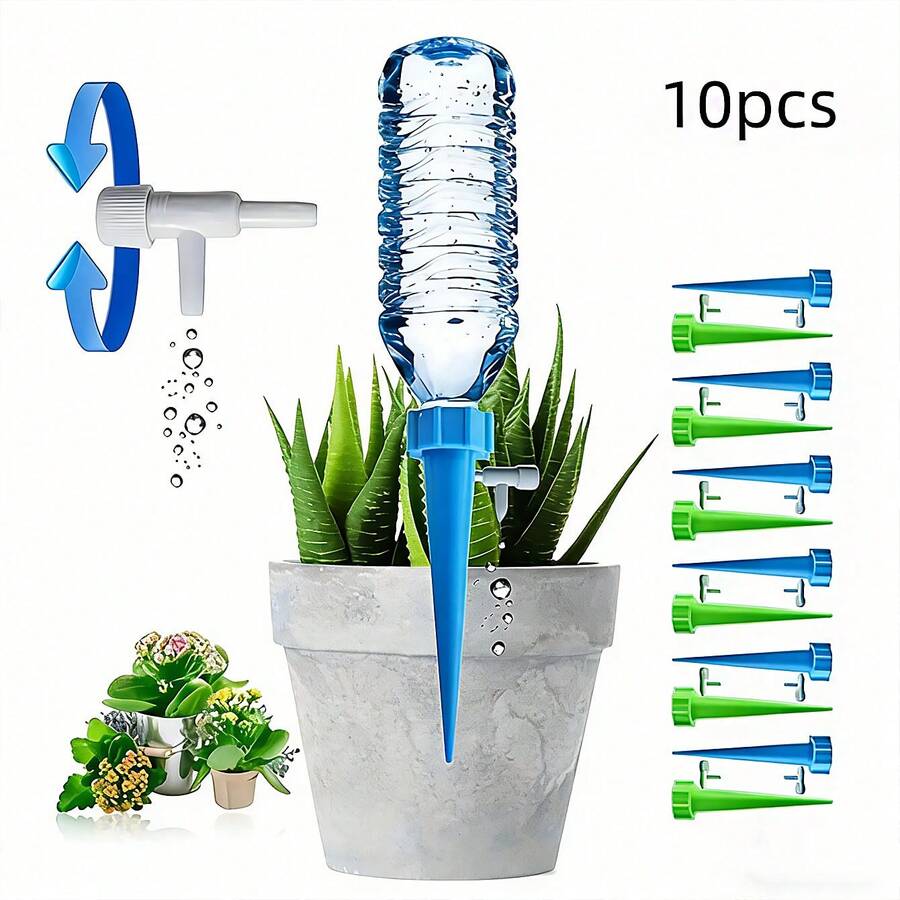 10pcs/Set Automatic Plant Watering Kit, Automatic Watering Device, Automatic Watering Equipment, Automatic Watering Set, Garden Drip Irrigation Device, Drip Irrigation Control System, Adjustable Automatic Plant And Flower Watering Device - Multicolor - View 1