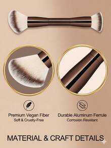Cọ tán kem nền hai đầu vát, cọ trang điểm Kabuki mềm mại, dày dặn dùng để tạo khối, che khuyết điểm và tán đều lớp nền hoàn hảo. - màu nâu - Xem 3
