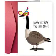 1 tấm thiệp chúc mừng sinh nhật hài hước "Chúc mừng sinh nhật chú ngỗng ngốc nghếch!", hình chú ngỗng hoạt hình ngộ nghĩnh đội mũ sinh nhật, món quà lý tưởng cho bạn thân và các dịp sinh nhật. - 18*13cm - Xem 8