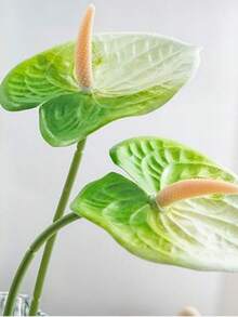 3/5/10支装仿真绿白天堂鸟百合，仿真红火焰百合，适用于家居装饰、婚礼装饰、人造花卉、婚礼用品、派对用品、室内装饰、办公室、酒店、家居桌面装饰、室内装饰 - 綠白 - 查看 8