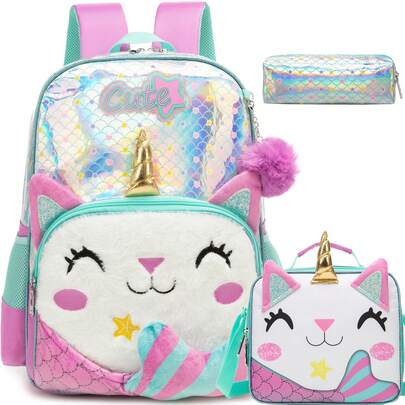 Mochila ajustable y cómoda para niños, con soporte ergonómico para la espalda para niñas, mochila escolar ligera y espaciosa para niñas