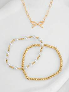 一套精致时尚的简约优雅蝴蝶心形串珠手链，百搭休闲韩式风格 - 彩色 - 查看 8