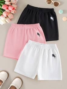 Ung flicka sommar casual svarta, rosa, vita shorts - Multifärgad - Visa 1