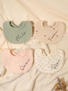 1pc Customized Embroidered Name Baby Bib, Decorative Drool Cloth, Great Gift For Baby Boys And Girls - Multicolor - View 9