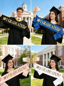 1pc Class Of 2026 Graduation Sash, "I GRADUATED" School Party/Celebration Ceremony Accessory, Photo Prop,Graduaion Gifts - Multicolor - View 11