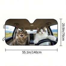 Cat Themed Car Sun Visor, Cute Cartoon Design, Sun Shading & UV Protection, Keeps Dashboard Cool, Fits Most Sedans, SUVs And RVs, Portable & Foldable, Fashionable Car Accessory, Must-Have Car Decor, Eye-Catching Photo Prop - Multicolor - View 6