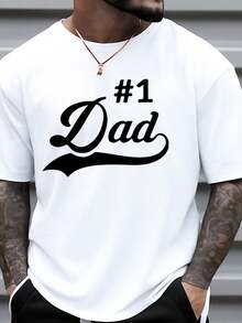 Men's T-Shirt # Casual Short Sleeve Crew Neck T-Shirt With Dad Print - Lightweight And Breathable, Father's Day Gift, Summer Casual Sportswear - Option - 白色 - 查看 6