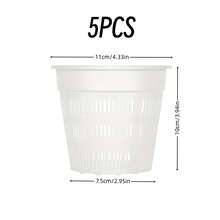 5 chậu trồng lan trong suốt, được thiết kế để quản lý rễ hiệu quả với lỗ thoát nước và nắp lưới, lý tưởng cho việc thay chậu và trồng hoa. - Rỗng - Xem 14
