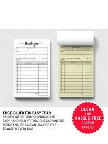 2-Ply White & Yellow Carbonless Receipt Book, Small Business Invoice Pad, Order Receipt Book, Commercial Invoice Book, School Supplies, Back To School Season - Multicolor - View 7