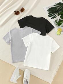 3pcs Boys' Quick Dry Mesh Round Neck Short Sleeve T-Shirts - Multicolor - View 2