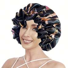 Women Satin Bonnet Cap • Double Layer Y Big Bonnet • Printing Sleep Cap Head Wrap For Lady YVSO - 10981 - View 5