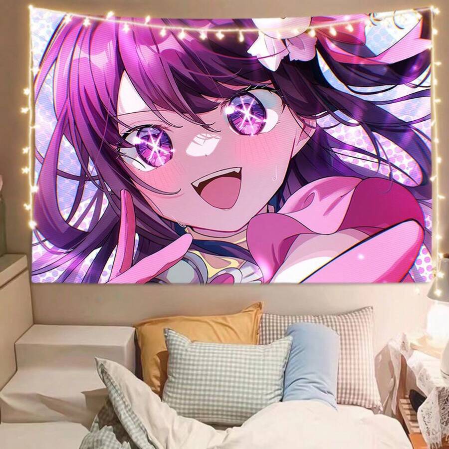 Anime Oshi No Ko Tapestry Hoshino Ai Ruby Hoshino Star Glow Aesthetic Backdrop - 白色 - 查看 1