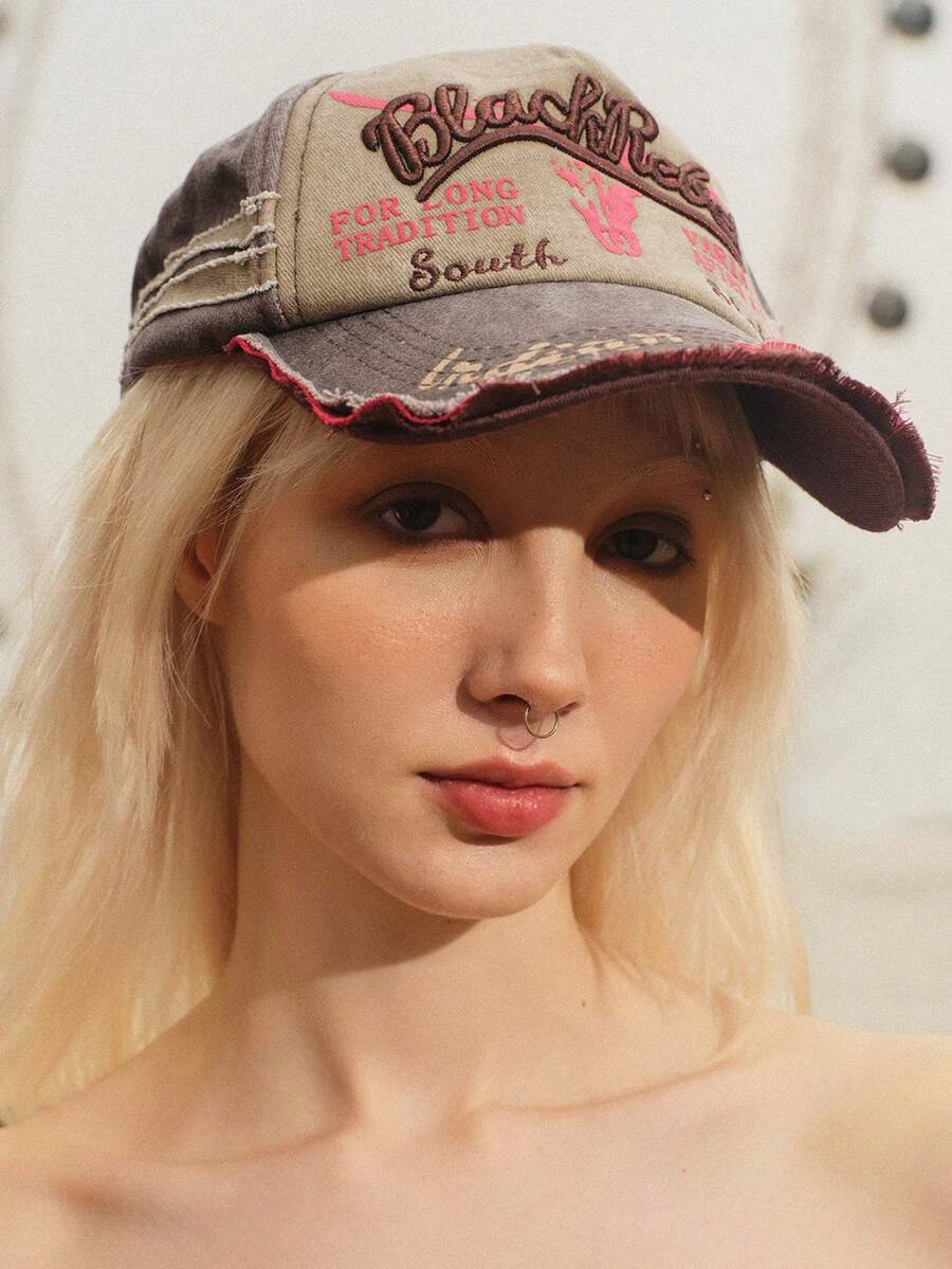 Glisma 街頭字母刺繡棒球帽 - 卡其色 - 查看 1