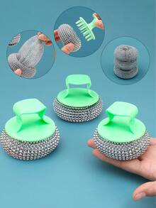 3/6/10个装可拆卸圆形锅刷，厨房锅碗瓢盆清洁海绵，不刮伤洗碗刷清洁球 - 多色 - 查看 7