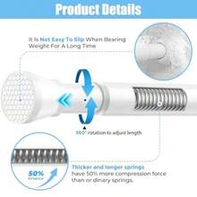 Tension Rod 70-130cm Extendable Curtain Poles Shower Curtain Rod No Drill Curtain Rods Spring Loaded Curtain Rod Tension Rods For Curtains Bathroom Kitchen 1PCS White.Djj - White - View 3