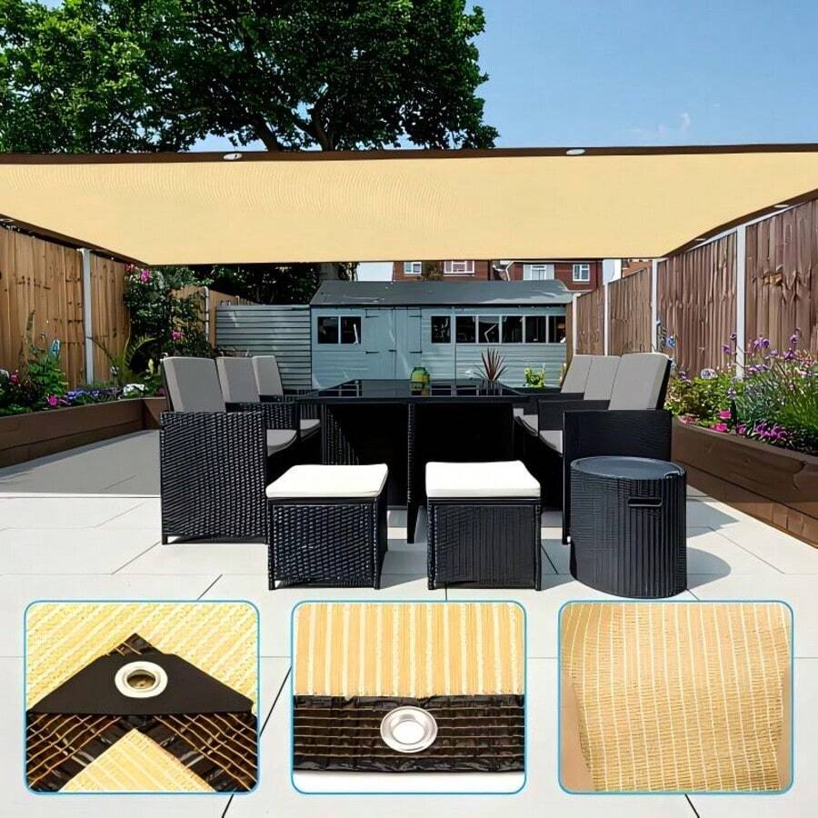 High-Quality Outdoor Shade Fabric With Reinforced Eyelets For Easy Installation; Durable Sun Netting Suitable For Patios, Gardens, Swimming Pools, Camping, Plants, Greenhouses, Chicken Coops, Porches, And Dog Kennels.