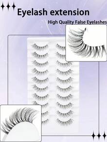 7对自然假睫毛，蓬松猫眼，柔软3D仿貂毛睫毛，纤细凌乱，多层假睫毛，佩戴舒适，上睫毛飞扬，拉长眼型，自然逼真，整条假睫毛，持久浓密，热门美妆工具 - 黑色 - 查看 8