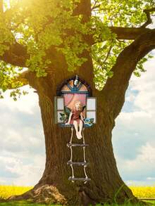 1 pezzo Supporto appendibile ad albero fatato con scala, decorazione da giardino - Scultura decorativa ad albero con fatina curiosa, statuetta in resina di angelo, decorazione da appendere a parete, davanzale o regalo per il giardino - Taglia unica per tutti - Visualizzare 6