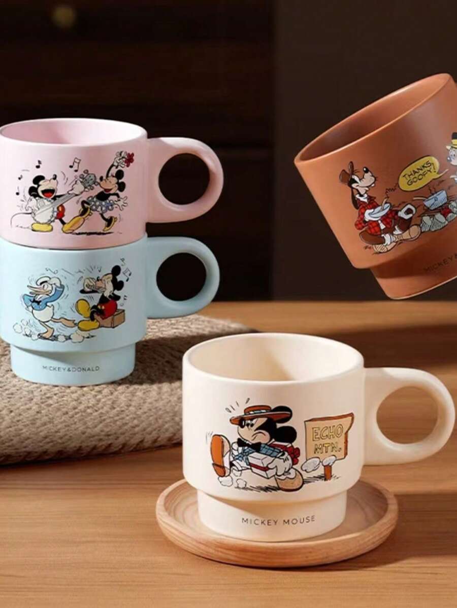 Cốc sứ xếp chồng hình chuột Mickey chính hãng của Disney, cốc cà phê/nước hoạt hình dành cho văn phòng và trẻ em. - Nhiều màu - Xem 1