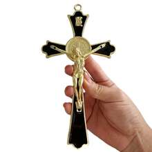 Golden St Benedict Crucifix Metal Wall Art, 7.8x4.1 Inch Cross, Blue/White/Black/Red Wall Decor, Saint Benedic Cross For Home Decoration, Catholic Gift - Multicolor - View 12