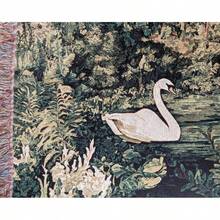 Swan Lake Woven Tapestry Romantic Verdure Cotton Wall Hanging French Country Vintage Garden Scene European Landscape Textile Art Blanket - A - 查看 5