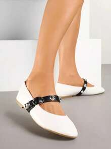 Fashionable Versatile Casual Minimalist Solid Color Flat Shoes - White - View 4