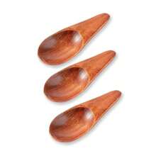 3 Pieces Mini Wooden Spoons Small Salt Spoon With Short Handle Mini Wood Scoop For Spice Jars Tea Coffee Milk Powder 2.76 Inch Brown - 棕色 - 查看 1