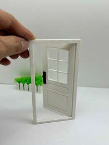 Miniature Model House Door, Reversible Left/Right Opening, Plastic Material, Double-Sided Opening Door Panel, Suitable For Mini House Decoration - 15cm Lattice Door - View 4