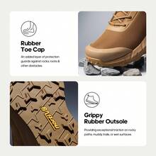 Botas de trabajo tácticas militares para hombre Botas de combate de cuero para motocicleta - Caqui - Ver 8