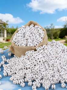 100/1000 件/包白色背景黑色字母珠，6 毫米亚克力方形英文字母珠，DIY 珠宝制作用品，装饰配件 | 溢出珠子 | 用于珠宝制作的耐用珠子材料 - 白色 - 查看 31