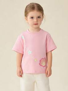 Balabala 女童短袖T恤，男女童皆宜，纯棉面料，美式风格印花夏季上衣 - 白紅色 - 查看 3