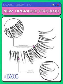 Lasvirey 5 perechi gene false cu aspect natural, gene subțiri transparente, bandă completă, gene scurte tip ochi de pisică, gene false moi și subțiri, gene false cu volum încrucișat, pentru antiperspirant, purtare zilnică - Vizualizare 4