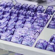 PBT Crystal Transparent Jelly Keycaps, Cherry Profile Shine Through Keycaps For Mechanical Keyboard, 6.25U Spacebar Compatible With MX Switches, Cute Pink Blue Purple Custom Keyboard Keycaps - View 9
