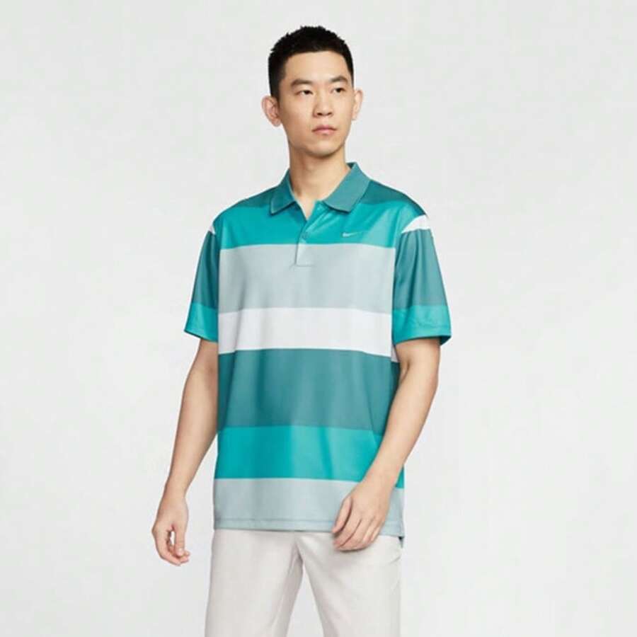 Nike 男士 AS M NK DF VICTORY+ POLO PRTPOLO 针织翻领短袖T恤 TFZ7449-379 - 綠色 - 查看 1