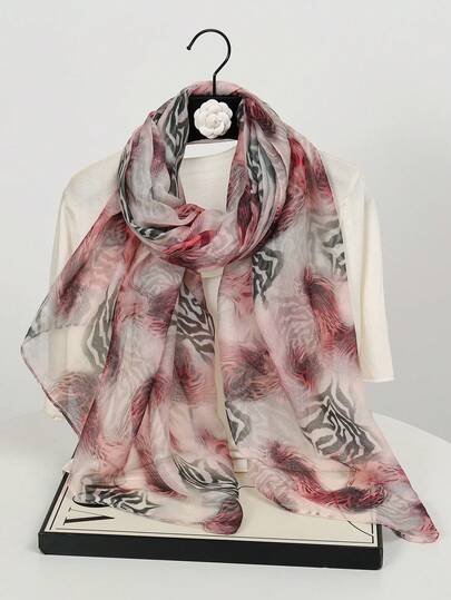 1pc New Animal Print Scarf, Suitable For Spring And Autumn Seasons, Women's Muslim Headscarf, Soft And Lightweight, Fresh And Elegant, Long And Portable Sunscreen Scarf, Suitable For Daily Travel And Photography, Sunscreen Shawl, Perfect Gift For Family Vacation