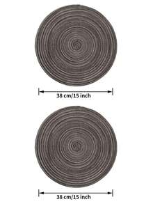 2 st/4 st/6 st 15-tums rund vävd bordsunderlägg, tvättbar halkfri värmebeständig bordsunderlägg, lämplig för hemmamåltider, högtidsfester, bröllop - Multifärgad - Visa 20