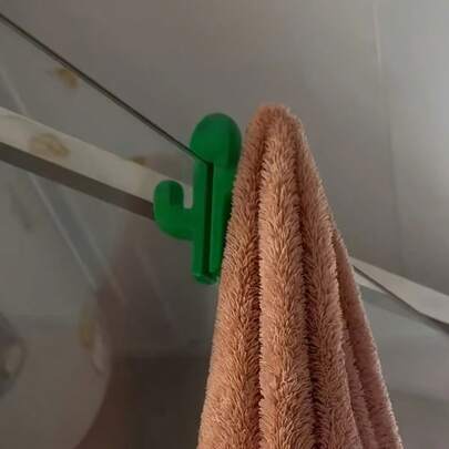 1pc Cactus Shaped Bathroom Storage Rack, Bathroom Door Clip Hanger, Portable Shower Hanger, Multi-Function Bathroom Hanger, Bathroom Storage Organizer Shelf, Suitable For 8mm Bathroom Door, Can Hang Towels, Clothes, Etc.