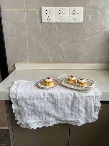 1pc/2pcs/6pcs Korean Wave Texture Striped Placemats, Princess Style Dining Cloth With Ruffle Edges, Cute Food Plate Insulation Mats - Multicolor - View 4