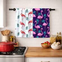 2/4/6pcs Flamingo Pattern Dish Towels, Super Absorbent Microfiber Modern Dish Cloths, Cooking And Baking Tea Towels, Cleaning Rags, Hand Towels, Soft And Highly Absorbent, Kitchen Decor, Gifts For Neighbors, Mothers, Birthdays, Housewarming For Friends, Kitchen Essentials, Daily Necessities - Multicolor - View 4