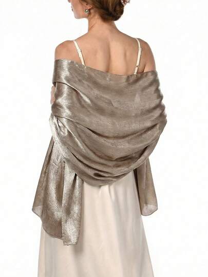 1pc Women's Classic Solid Color Satin Scarf, Bohemian Style Casual Autumn Shawl Sunscreen Headscarf, Suitable For Daily Use