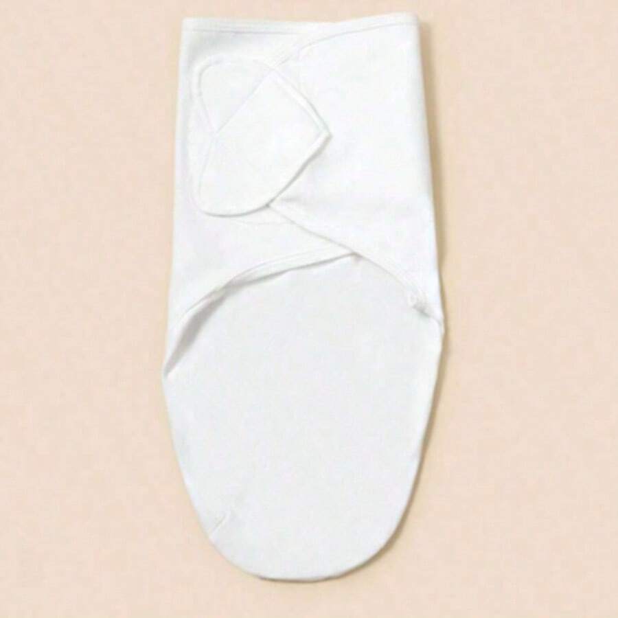 1 pieza Manta de envolver suave y cómoda 100% algodón puro, con patrón de corazón y cierre ajustable de gancho y bucle, apta para uso diario de recién nacidos e infantes - Blanco - Ver 1