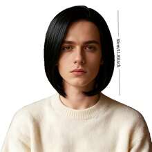 1件装男士斜刘海短直发网状全头套 - 彩色 - 查看 3