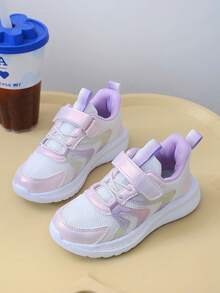 1 Pair Fashionable, Comfortable And Lightweight Spring Children's Sports Shoes. Summer Breathable Mesh Hollow Out Big Kids Running Shoes. Students' Daily Wear Anti-Slip Durable EVA Outsole. Molded Insole, Stable Fit, Soft Glossy Sole, Suitable For Daily Wear And Running. - Màu tím - Xem 3