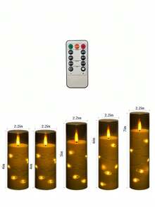 2/3/5 velas sin llama con luces de cadena de estrellas, velas LED con temporizador y control remoto, adecuadas para decoración del hogar, boda, fiesta, iluminación ambiental para días festivos (Gris) - gris - Ver 11