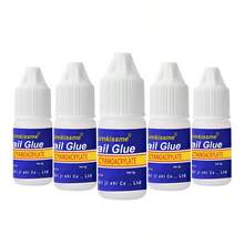 5入組含閃粉、UV凝膠、鑲嵌鑽石、壓克力等快速幹燥指甲膠套裝，堅固黏合假指甲美甲工具 - 無色 - 查看 2