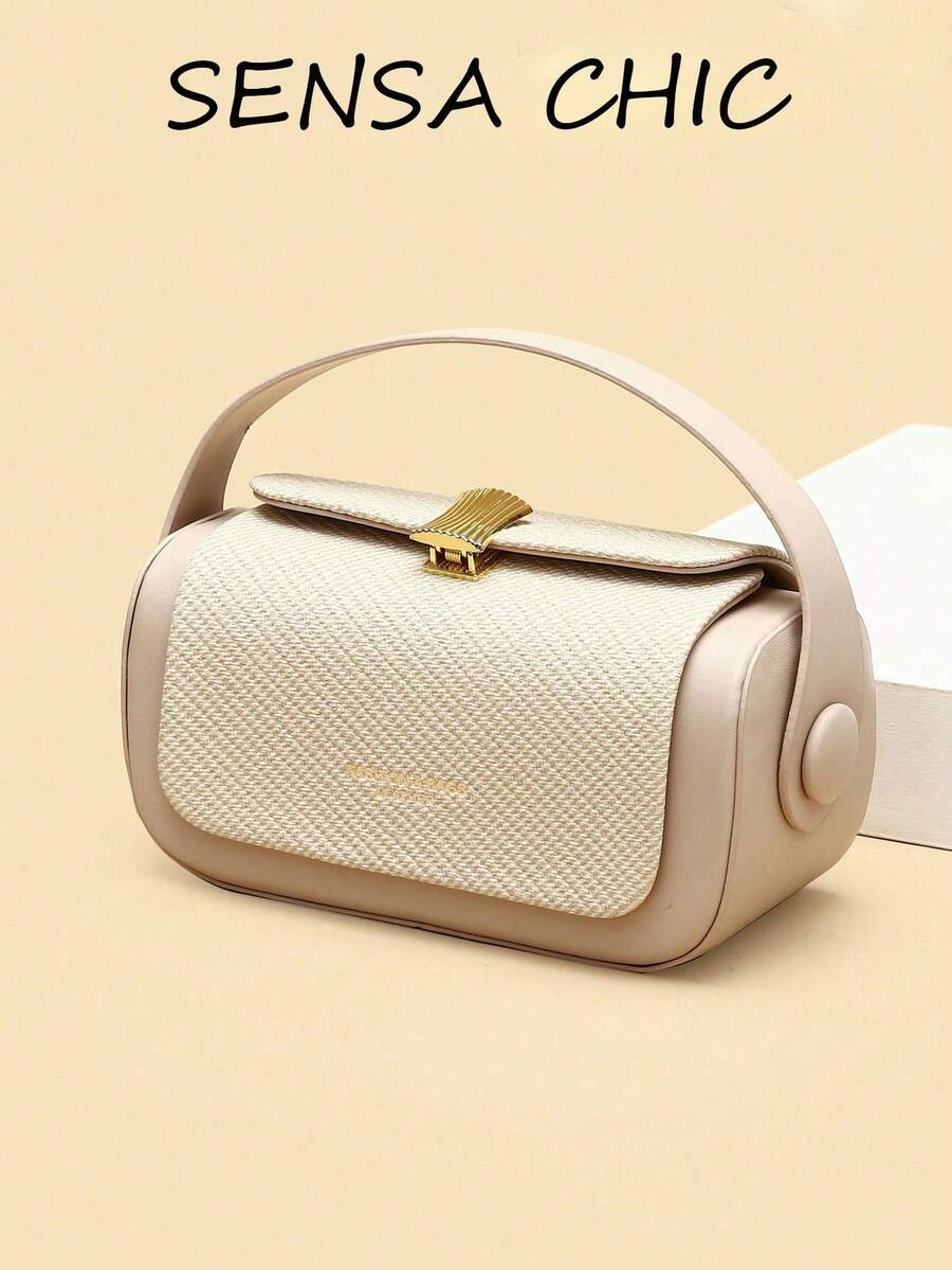 这款全新时尚经典的多功能手提包采用纯色防水PU材质，搭配纯色装饰设计和金属扣环配件。这款简约优雅的小方包非常适合旅行、购物、工作和社交场合。